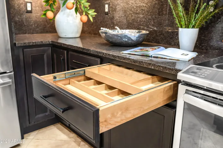 Custom double tiered flatware drawer