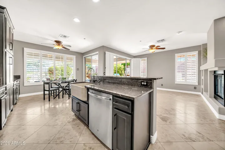 Kitchen looking to family room and casual dining area.
