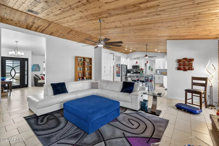 Spectacular plank ceiling in Great Room