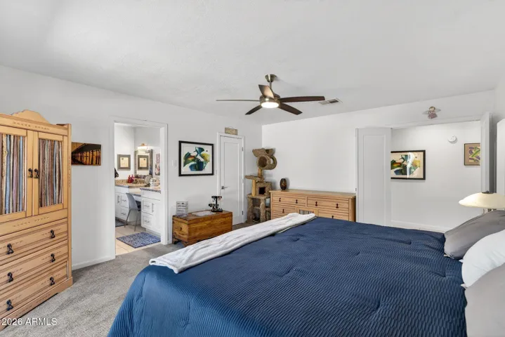 Ensuite bath, and walk in closet with "California Style" organizer.