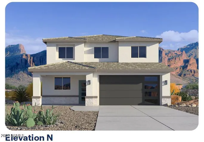 Exterior Rendering Elevation "N"-this does not reflect the paint color or stone veneer color