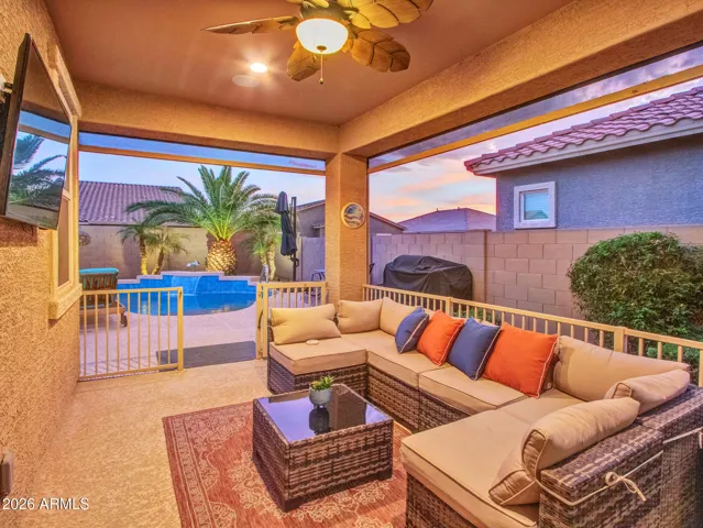 Perfect patio space for relaxing and watching your streamed shows!