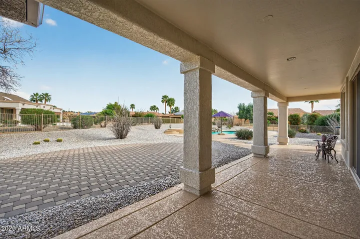These patios are right off the double sliding doors of the Great Room/Dining Room.