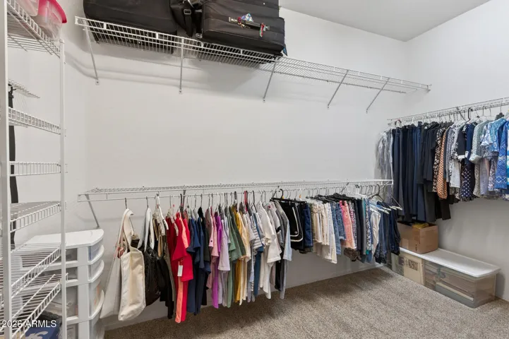 Closet organzers offer lots of space for all your fashions.