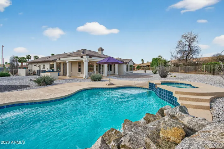 Welcome to your amazing AZ home with large fenced yard, pool, & spa.
