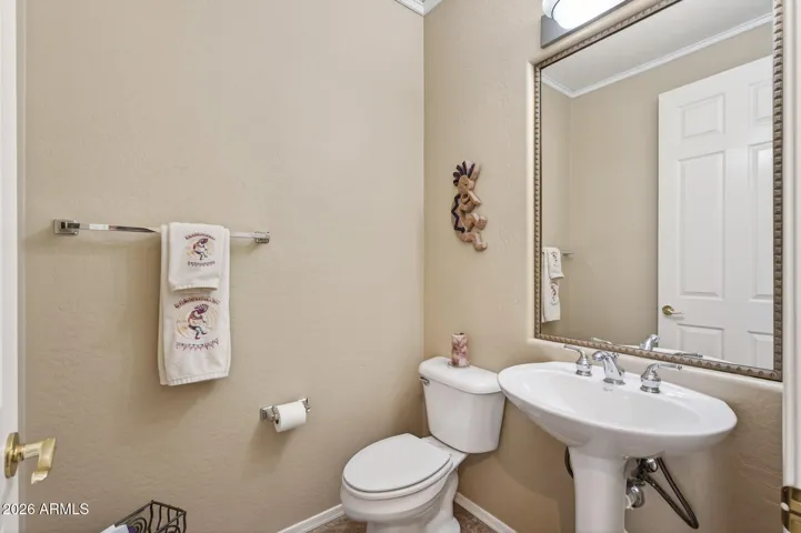 While entertaining, guests can use the powder room.