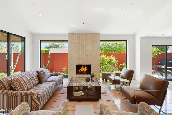 Huge glass windows add light and let the outdoors in.