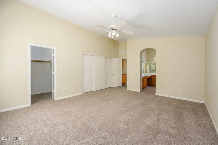 This view from back of room towards the door and bath area