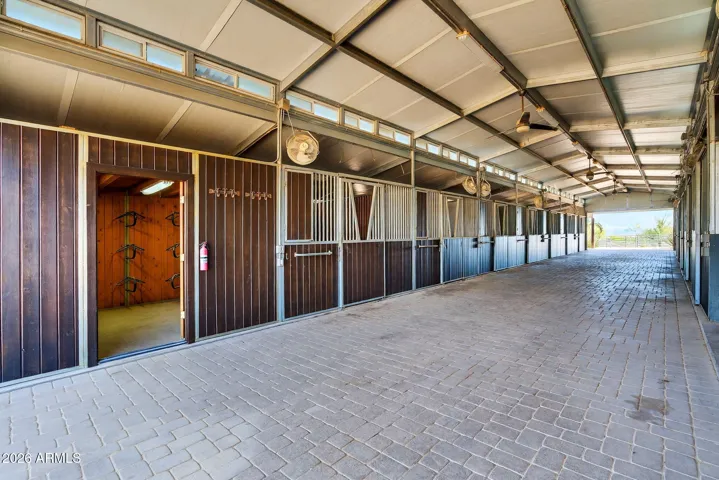 second show barn with 12 stall and pavered alleyway
