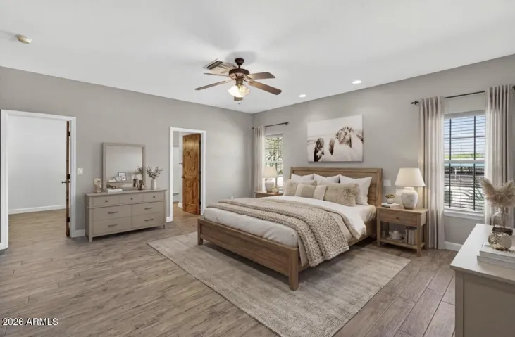 virtually staged master bedroom