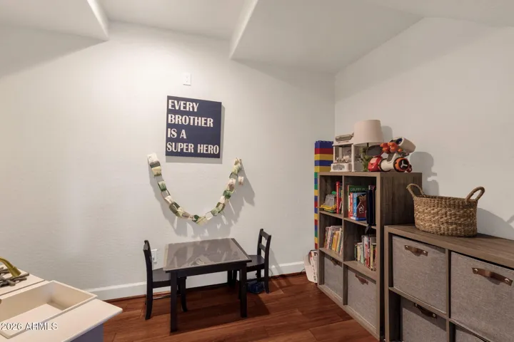 Secret playroom under the stairs and accessible from family room,