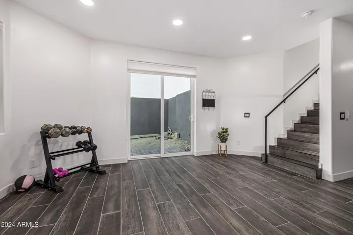 East side entrance to basement. Stairs leading to main floor.