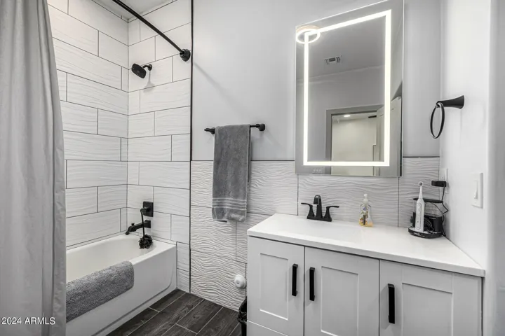 Basement master bedroom 1, bathroom.