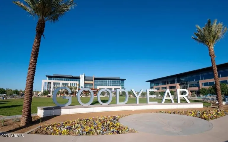 5.3 Miles from Goodyear Civic Square at GSQ. Goodyear Civic Square Includes New City Hall, Two-Story Library, Two-Acre Park for Community Events and Gatherings, Upscale Office Space, Restaurants, Retail and Entertainment.