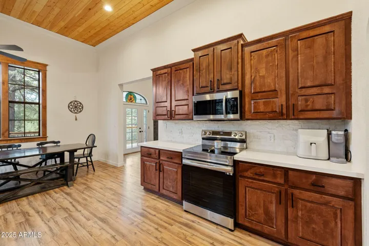 Spacious kitchen with stainless steel appliances