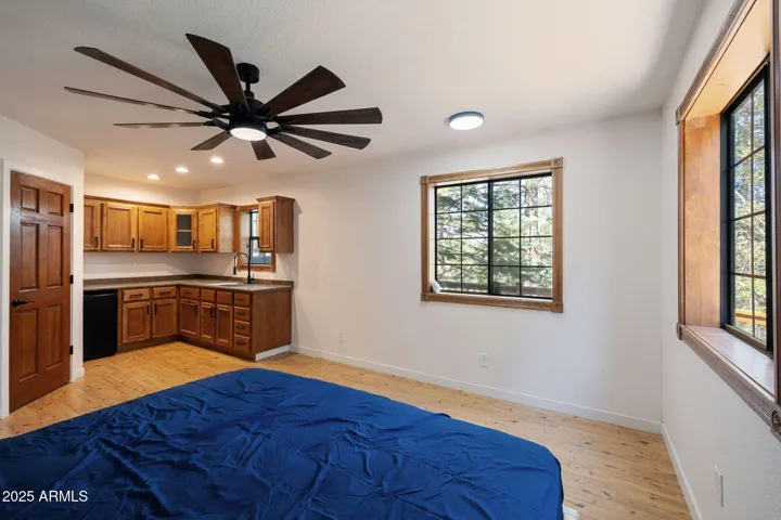 Attached studio with full kitchenette and bathroom. No stairs to access from exterior.
