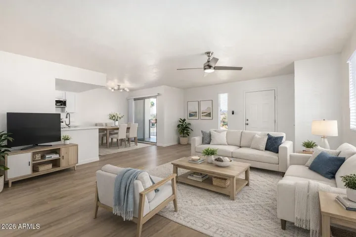 LIGHT BRIGHT and OPEN LIVING AREA (digitally staged)