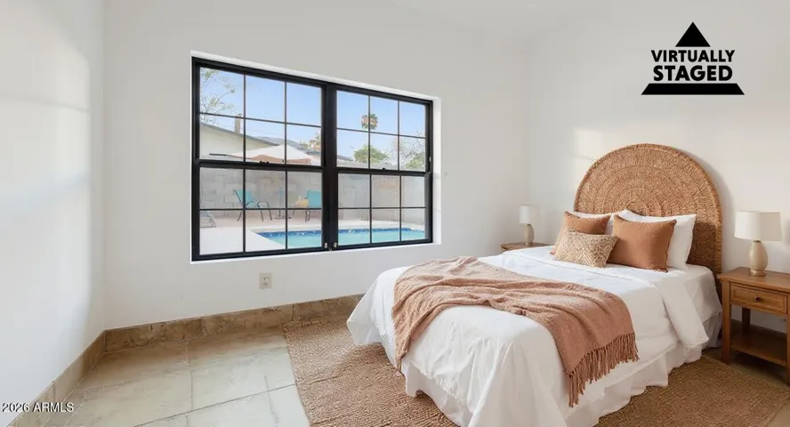 Virtually enhanced to show what it looks like without loft bed.
