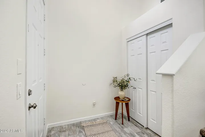 Front door entry way with spacious storage closet