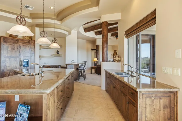 Large, gourmet kitchen.