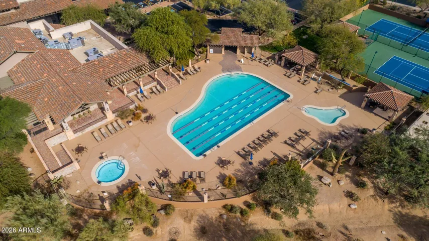 Main pool complex adjacent tennis courts.