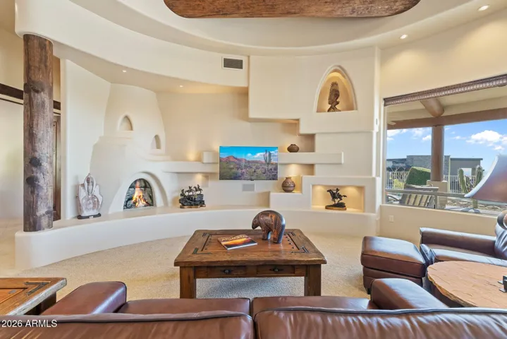 Living room & gas fireplace.