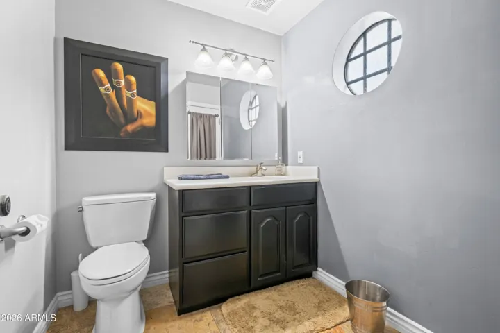 Downstairs Master Bedroom bath with door to backyard