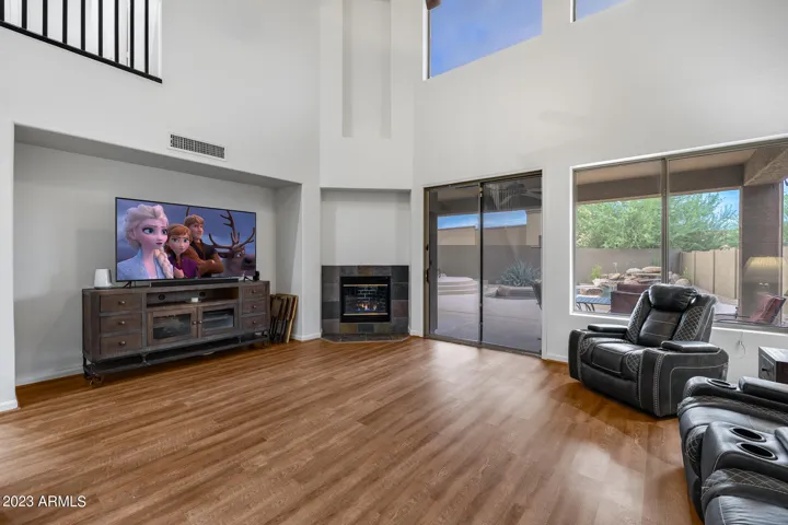 Family room with vaulted ceilings!