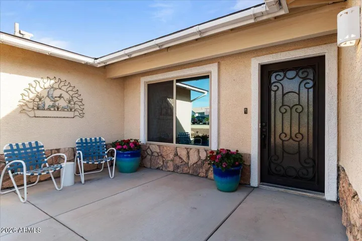 Front Patio with Custom Iron Door
