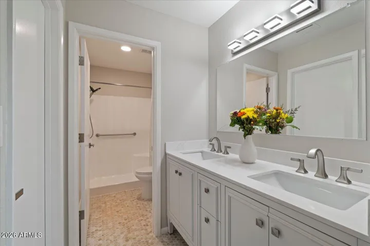 Dual Vanities with Quartz Top