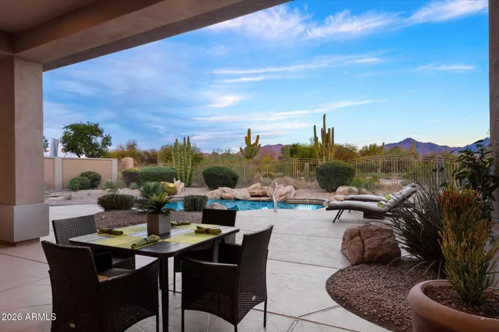 Enjoy spectacular desert, golf, and mountain views from your covered patio