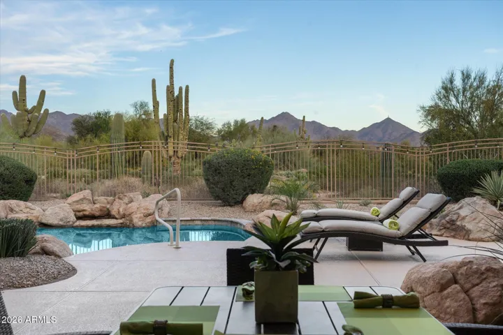 Enjoy spectacular desert, golf, and mountain views from your covered patio