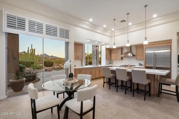 Enjoy spectacular desert, golf, and mountain views from your kitchen and dining area