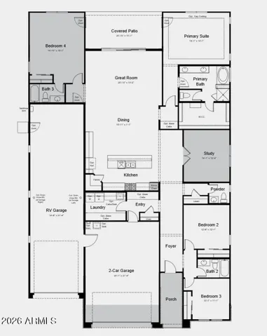 Additional Highlights Include: study, 4th bedroom with ensuite, large multi-slide door at great room, monogram appliances, upgraded maple cabinets, and quartz countertops throughout.