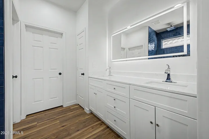 Updated Primary Bath with Walk-in Closet, New Double Sink Vanity, LED Mirror & Beautiful Tiled Walk-in Shower