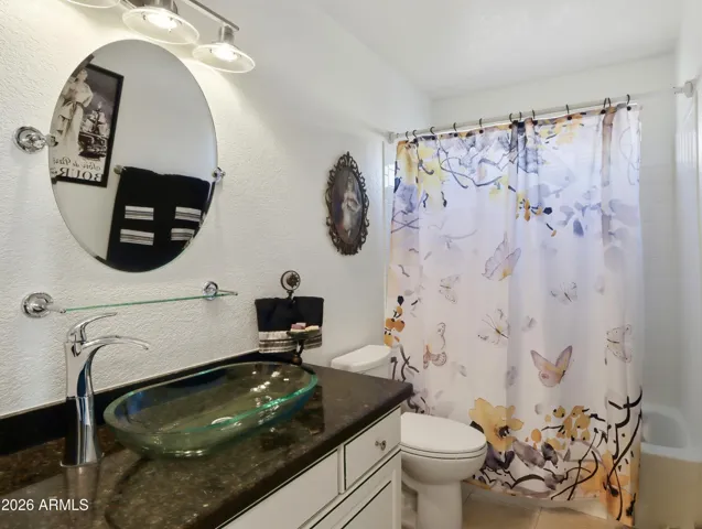 upstairs full bath/granite top vanity & vessel sink