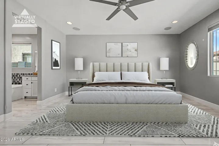Virtually staged Primary Bedroom