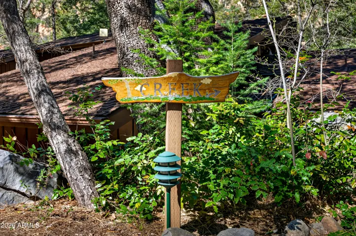 Path to creek, step from front door.