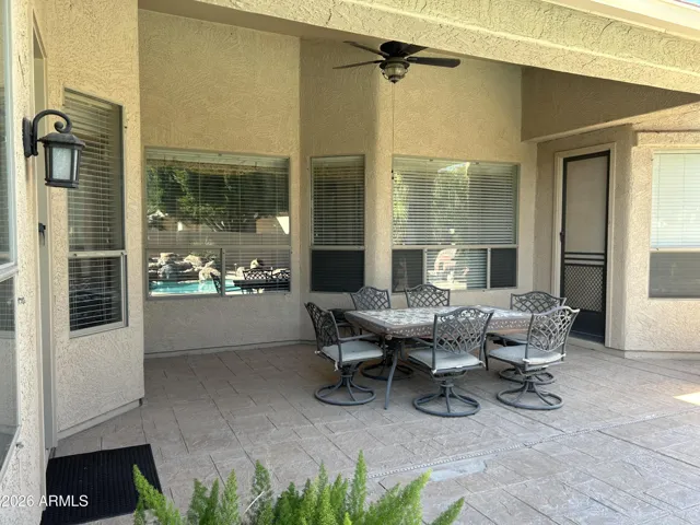 covered patio off the family room and master bedroom