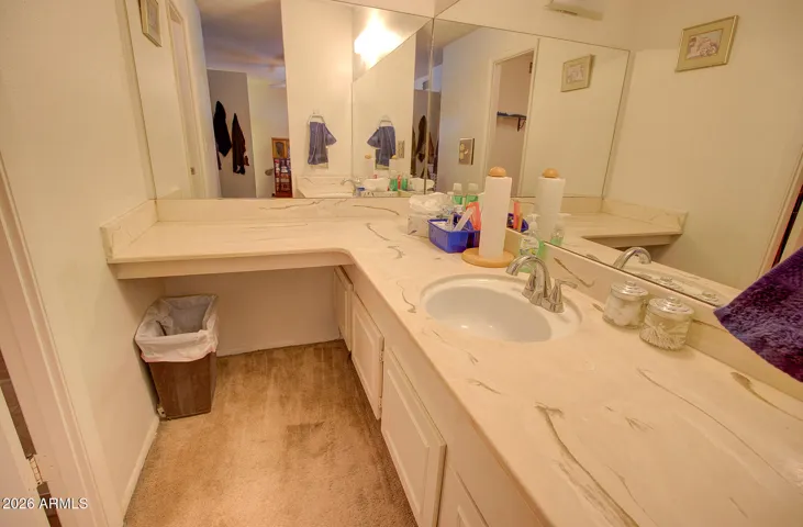 Master ensuite, plumbed for 2 sinks or keep the extra counter space/make up vanity