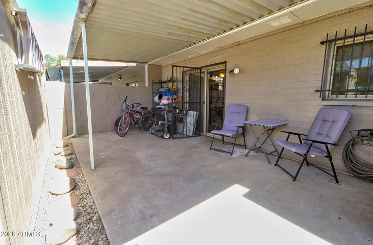 Large covered patio. West facing. Newer windows 2005 helps keep the house at 75 degrees year around