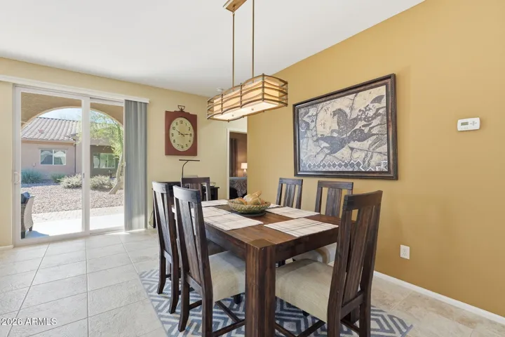 The dining table sits 6 comfortably