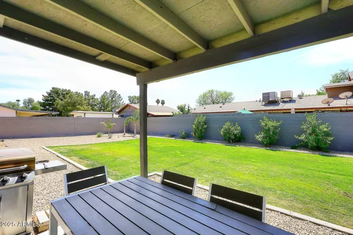View toward grassy backyard