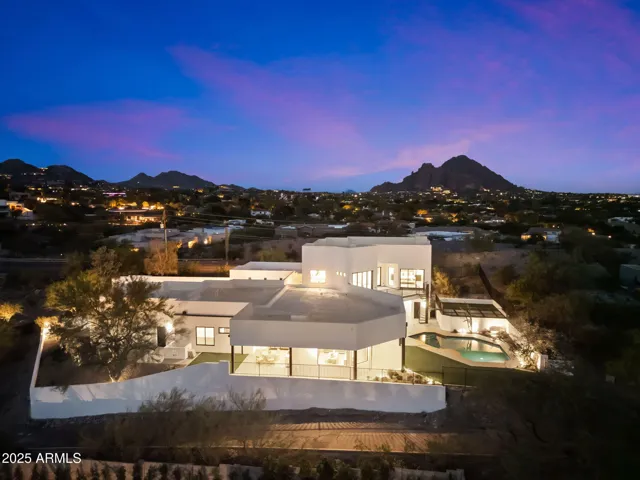 Side of the home looking towards Camelback Mountain at Night