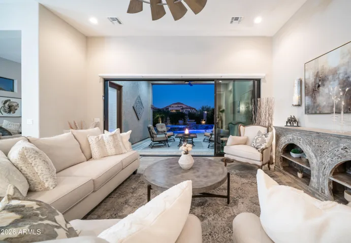 Elegant Great Room Opening to Resort Backyard