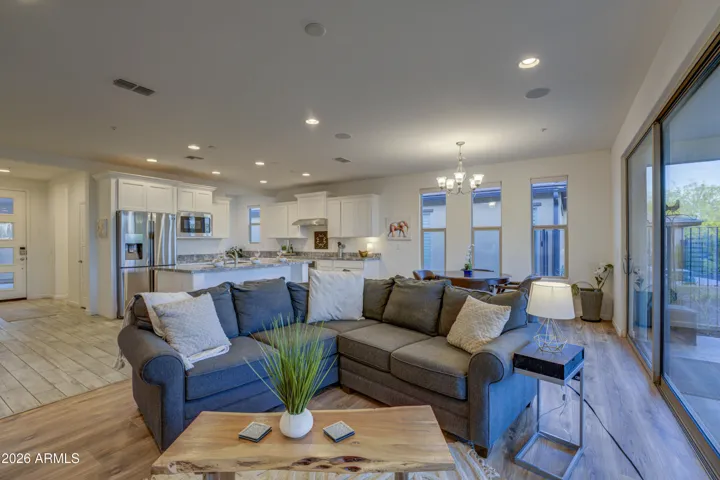 View from family room to kitchen