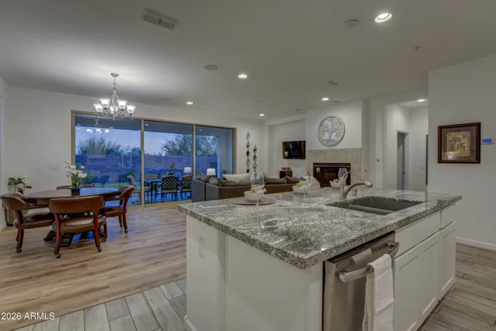 Great room with retractable pocket door
