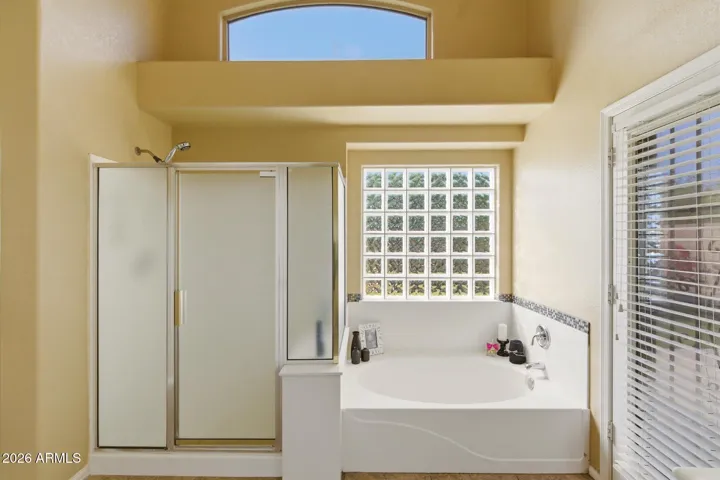 Separate shower and soaking tub