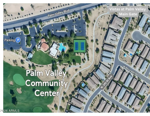 Palm Valley Community Center with pool, tennis, gym, playground, walking paths, and more is a short walk or drive around the corner.