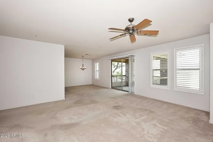 View toward dining room & covered balcony